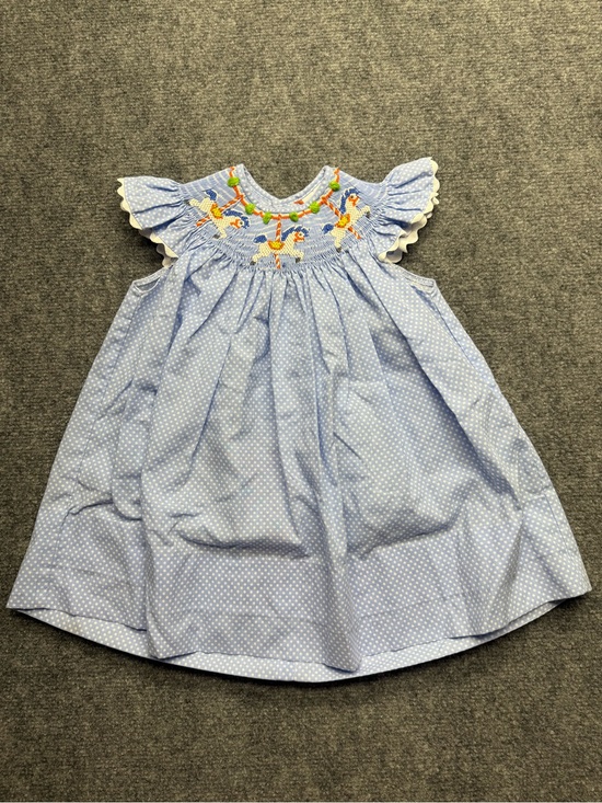 Remember Nguyen Other - Remember Nguyen Baby Girl 12 months Blue Polka Dot Smocked Flutter-Sleeve Dress